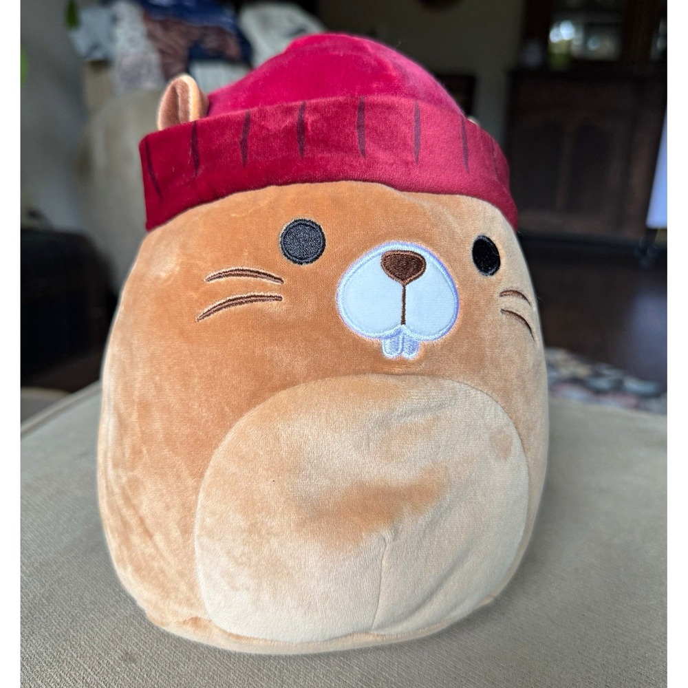 Squishmallows Chip the Beaver 8" Harvest Fall Red Beanie Plush 2023 Kellytoy